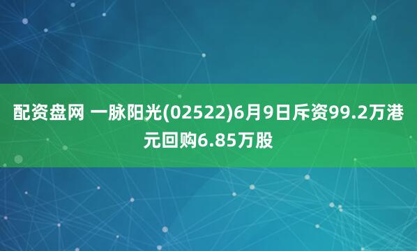 配资盘网 一脉阳光(02522)6月9日斥资99.2万港元回购6.85万股